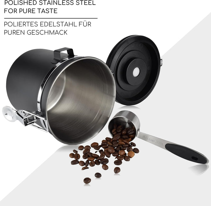 Milu Kaffeedose luftdicht | 500g, 700g | Kaffeebohnen Behälter Edelstahl Vorratsdosen Vakuum Kaffeeb