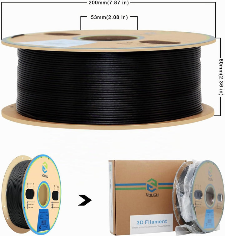 YOUSU Polypropylene PP Filament 1.75mm (± 0.03) for 3D Printer Included Build Sheet, Semi-Flexible U