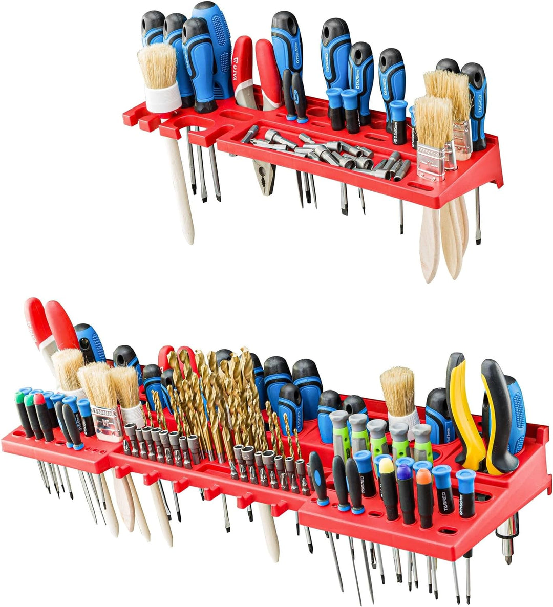 Lagersystem Werkstattregal | 172 x 78 cm | 74 stck. Box | Wandregal mit Werkzeughalterungen und Stap