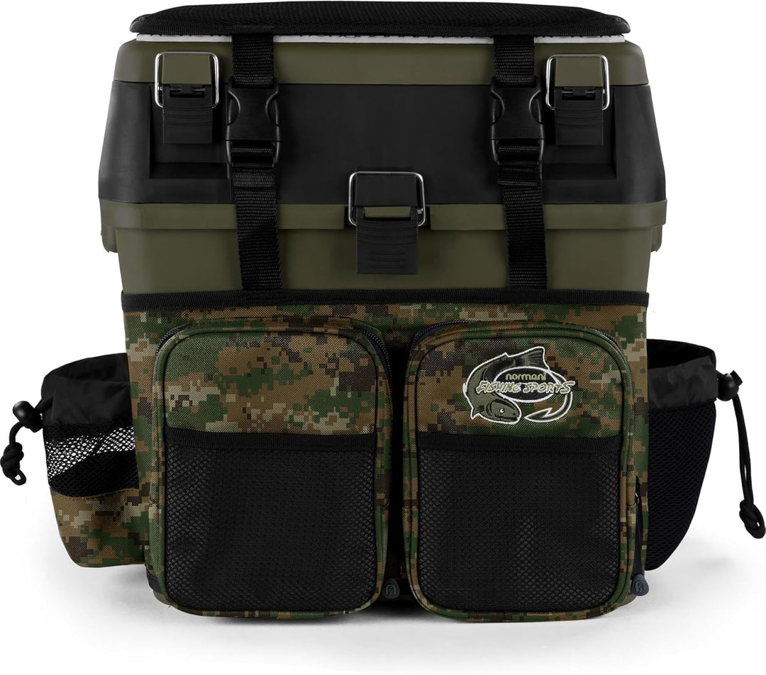 Sitzkiepe Angelobox Angel-Sitzbox Angelrucksack Angeltasche Angelkoffer Angler-Gerätekasten mit 4 Ta