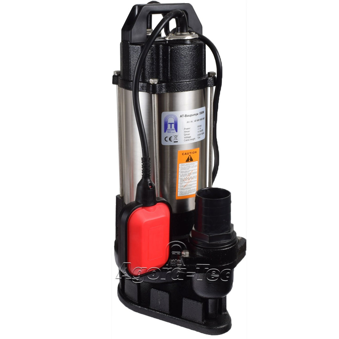 Agora-Tec® AT- Baupumpe-550W Tauchpumpe für Schmutzwasser, Abwasser, für Fäkalien und organische Fes