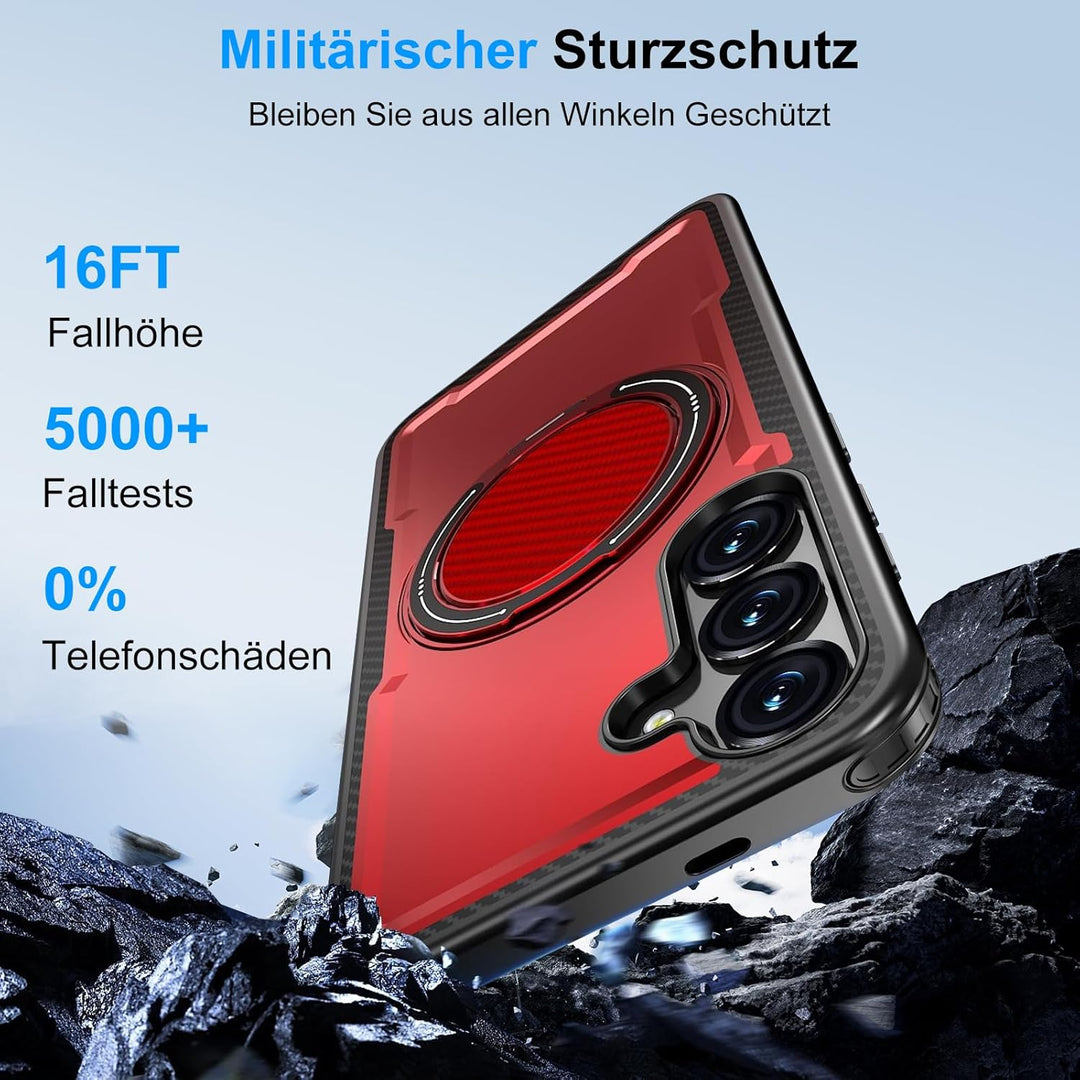 Handyhülle für Samsung Galaxy S24/S25 Hülle fit für Mag-Safe, 360 Grad Magnetisch Metall Ring Handyt