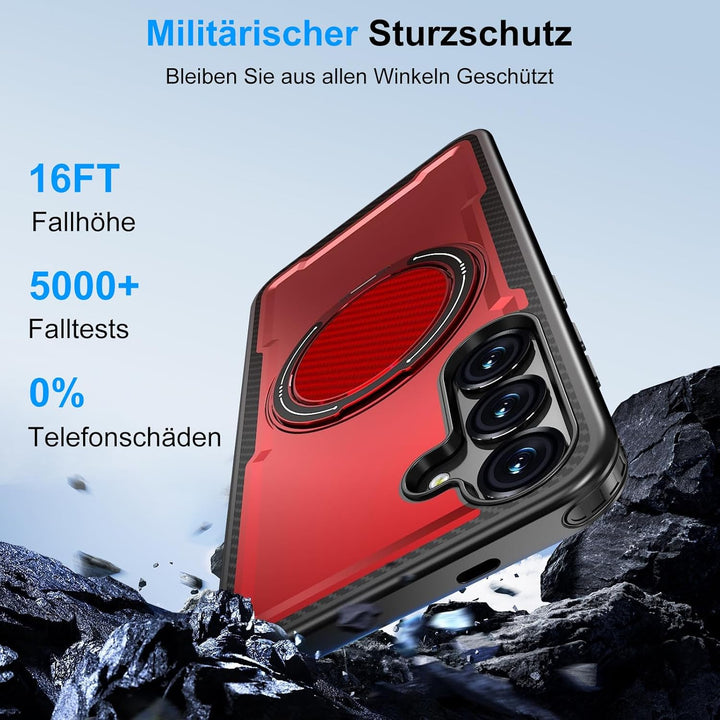 Handyhülle für Samsung Galaxy S24/S25 Hülle fit für Mag-Safe, 360 Grad Magnetisch Metall Ring Handyt