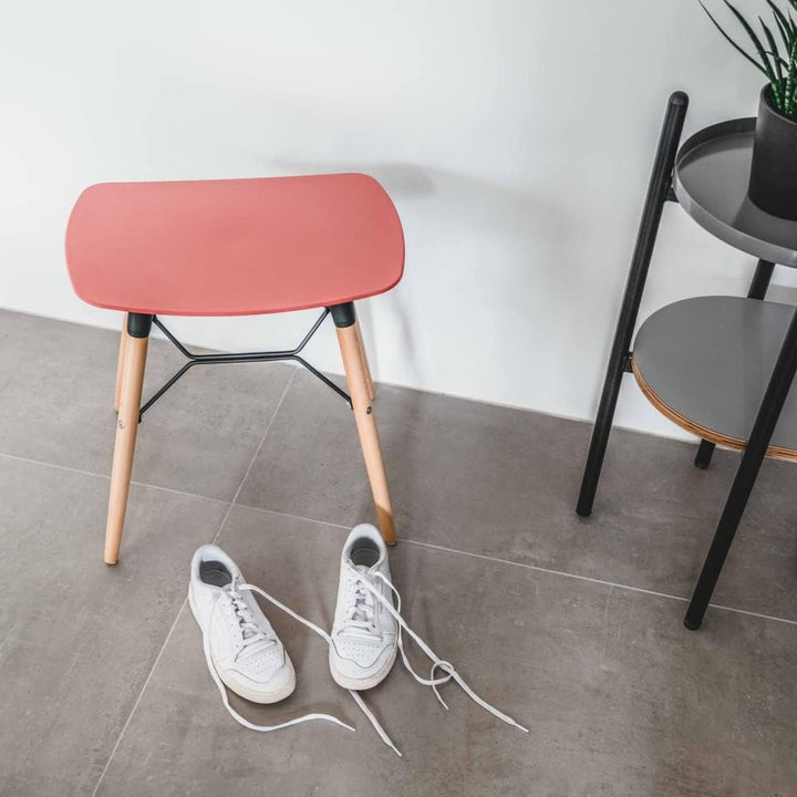 Hocker Holz Weiss Metall Skandinavisch Sitzhocker Quadratisch Rechteckig OPHÉLIE Farbe Platte - brau