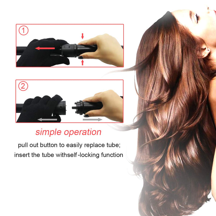 MENQANG Lockenstab 6 in 1, Lockenstab Hair Curler Multifunktions Austauschbarer Keramikbeschichtung