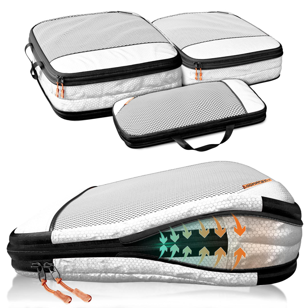 Kleidertaschen Set mit Kompression für Rucksack [3-teilig] - mehr Platz im Koffer oder Backpack durc