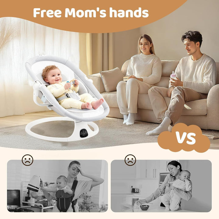 Babywippe Elektrisch, Elektrische Babyschaukel, faltbar für Neugeborene,360°-Sitzdrehung,abnehmbares