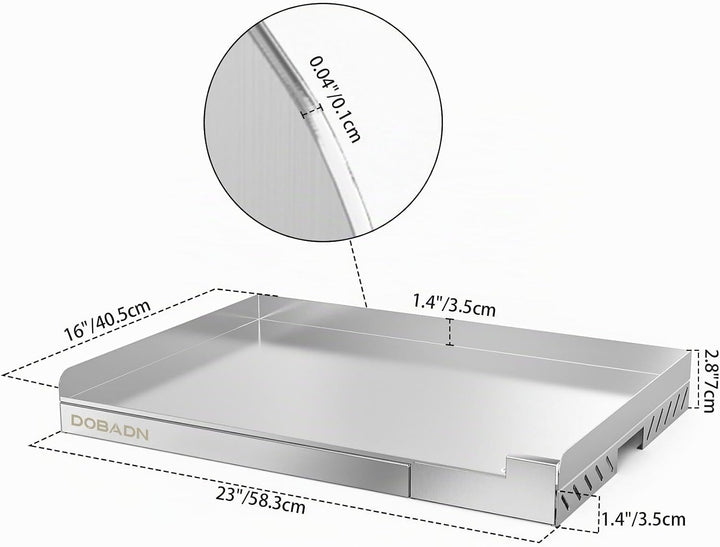 Universal BBQ Edelstahl Plancha Grillplatte Griddle für Gas- und Holzkohlegrill,58.3 * 40.5 * 7 CM,