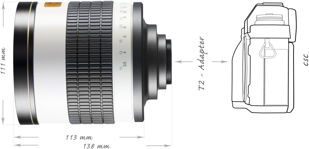 Walimex Pro 15551 800mm 1:8,0 DSLR-Spiegelobjektiv für Nikon F Objektivbajonett weiss (manueller Fok