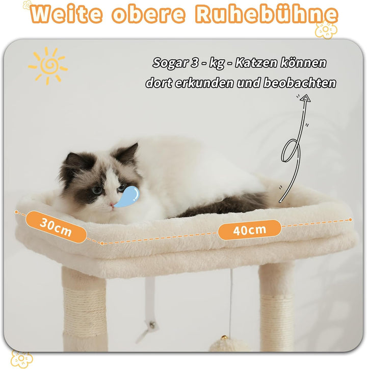 Heybly Kratzbaum, Katzenbaum mit Extra Grossem, Weichem Katzenkorb, Katzenkratzbaum mit Geräumigem K