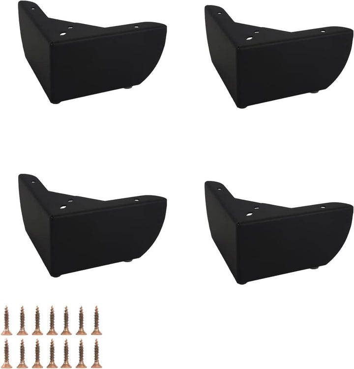 P17 | Modell GROSSETO | Set 4 Füsse + 16 Schrauben | matt schwarz | Höhe 8,5 cm | Beine für Sofa, Mö