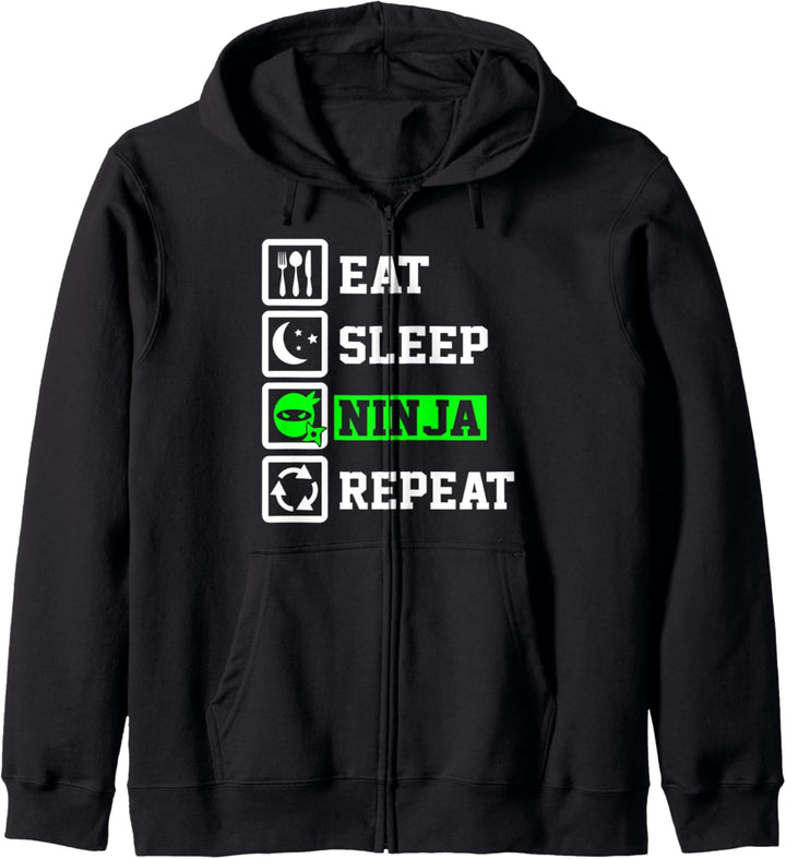 Eat Sleep Ninja Repeat Funny Ninja Kapuzenjacke