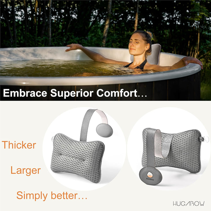 Grosses Kissen für Whirlpool (grau), Spa und Chaiselongue – Universal-Kopfstütze und Nackenstützkiss