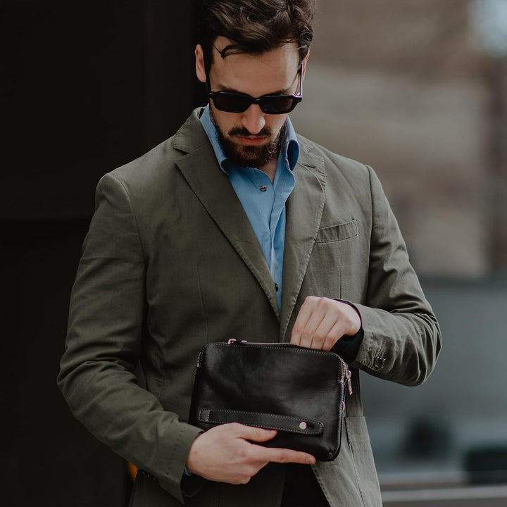 Time Resistance Leder Clutch für Herren – Organizer Tasche für Herren – Handgelenktasche – Aktentasc