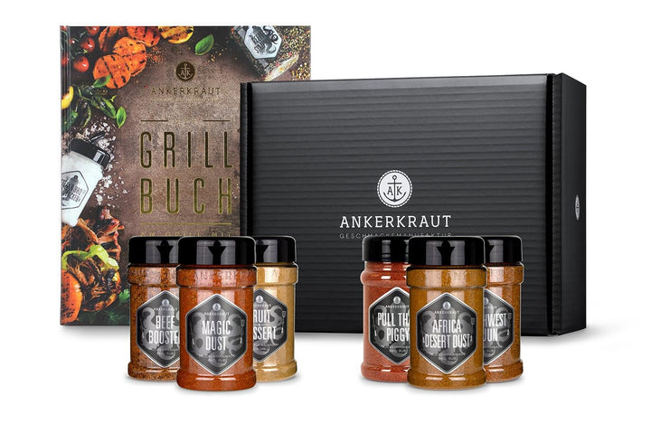 Ankerkraut Grillbuch-Set mit 6 Streuern, 1320g Gewürze plus Buch im Bundle Single, Single