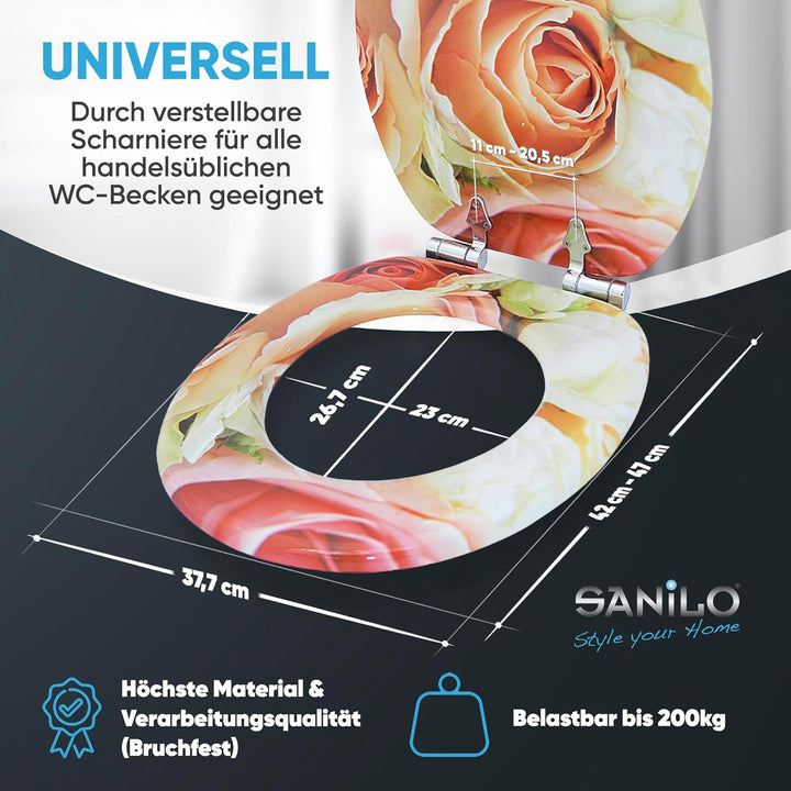 Sanilo WC-Sitz mit Absenkautomatik I Hochwertiger Toilettensitz aus Holz I Toilettendeckel in versch