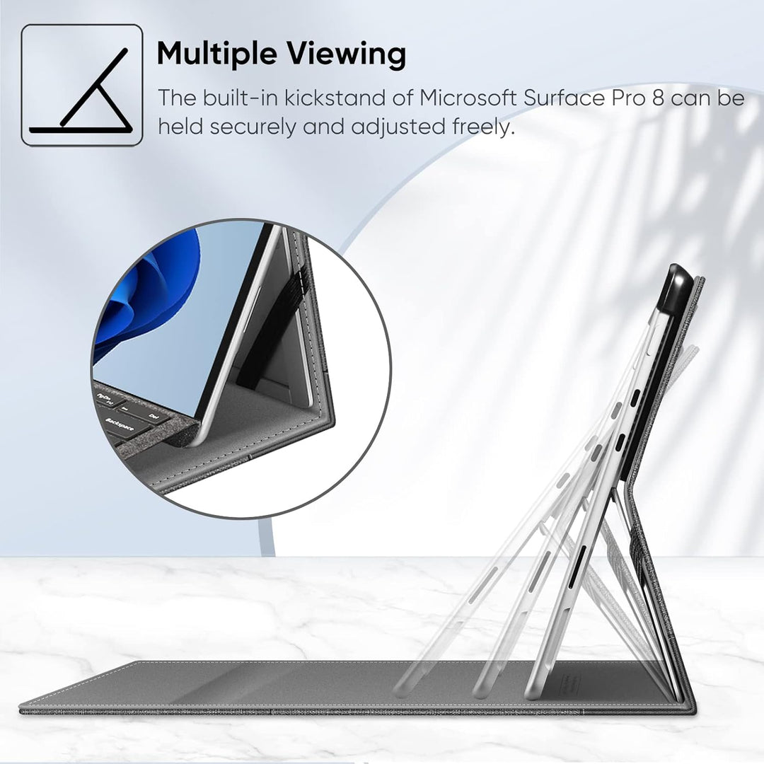 Fintie Hülle für Microsoft Surface Pro 8 13 Zoll (2021) - Multi-Sichtwinkel Hochwertigem Kunstleder