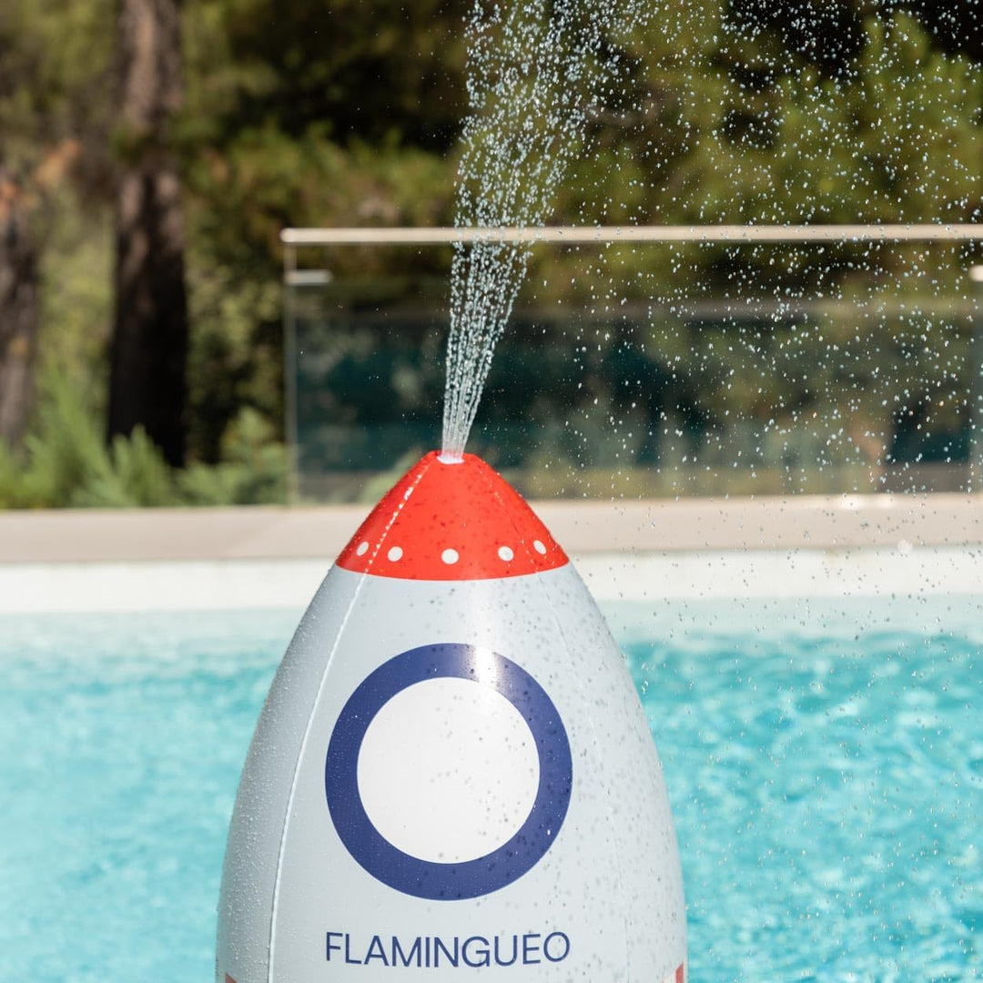 Flamingueo Aufblasbare Sprinkler für Kinder, Raketen-Design, Für den Garten | Strapazierfähiges PVC,