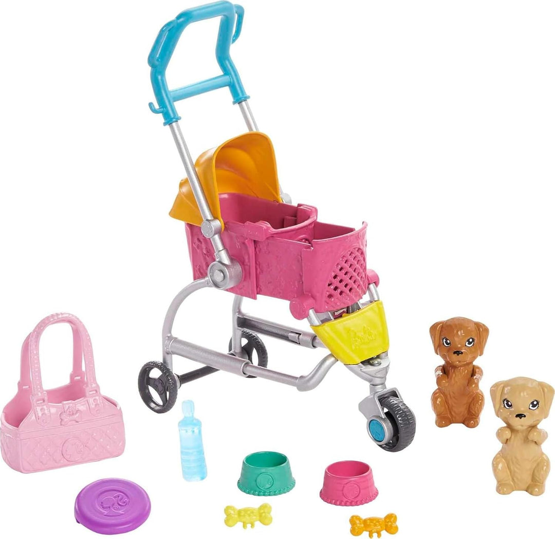 Barbie GHV92 - Hundebuggy Spielset mit Blonder Puppe (ca. 30 cm), 2 Hündchen, einem Buggy für die Hü
