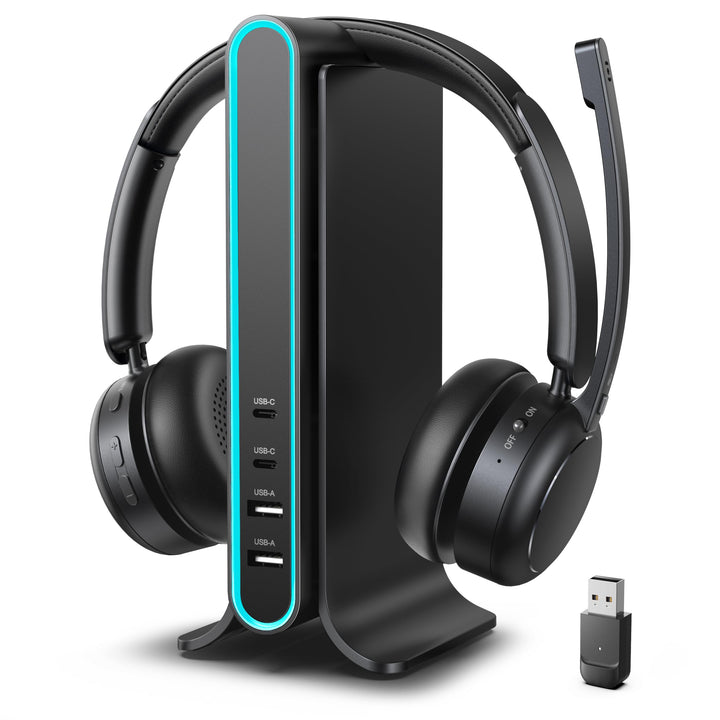Bluetooth-Headset, Kabelloses Headset mit Mikrofon, Qualcomm Chipset Dongle, V5.4-Headsets mit Mikro