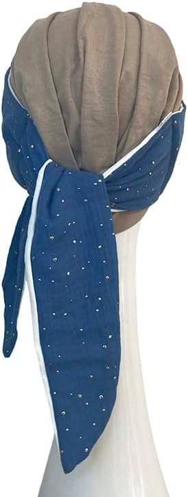 CAREBELL Smooth Blue Gold Bambus Haarausfall Headwear, Blau, Creme und Weiss, One size