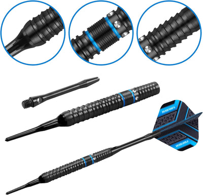 WIN.MAX Dartpfeile 90% Tungsten 3 Stück 90% Wolfram 16-18 Gramm Dart professionelle Soft-Dartpfeile