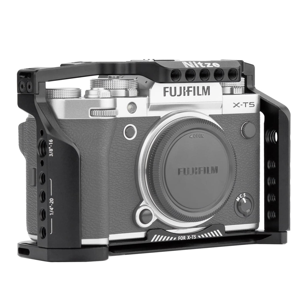 Nitze X-T5 Käfig für Fujifilm X-T5 Kamera mit Built-In NATO Rail und Arca Swiss QR Platte, Aluminium