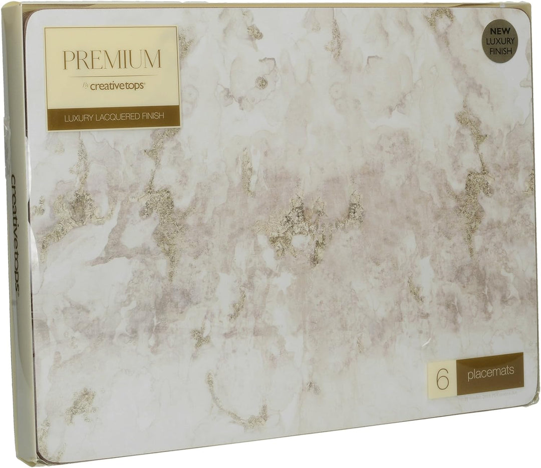 Creative Tops "Grey Marble" Premium-Tischsets mit Korkunterseite, 30 x 23 cm – Grau/Weiss (6er-Set)