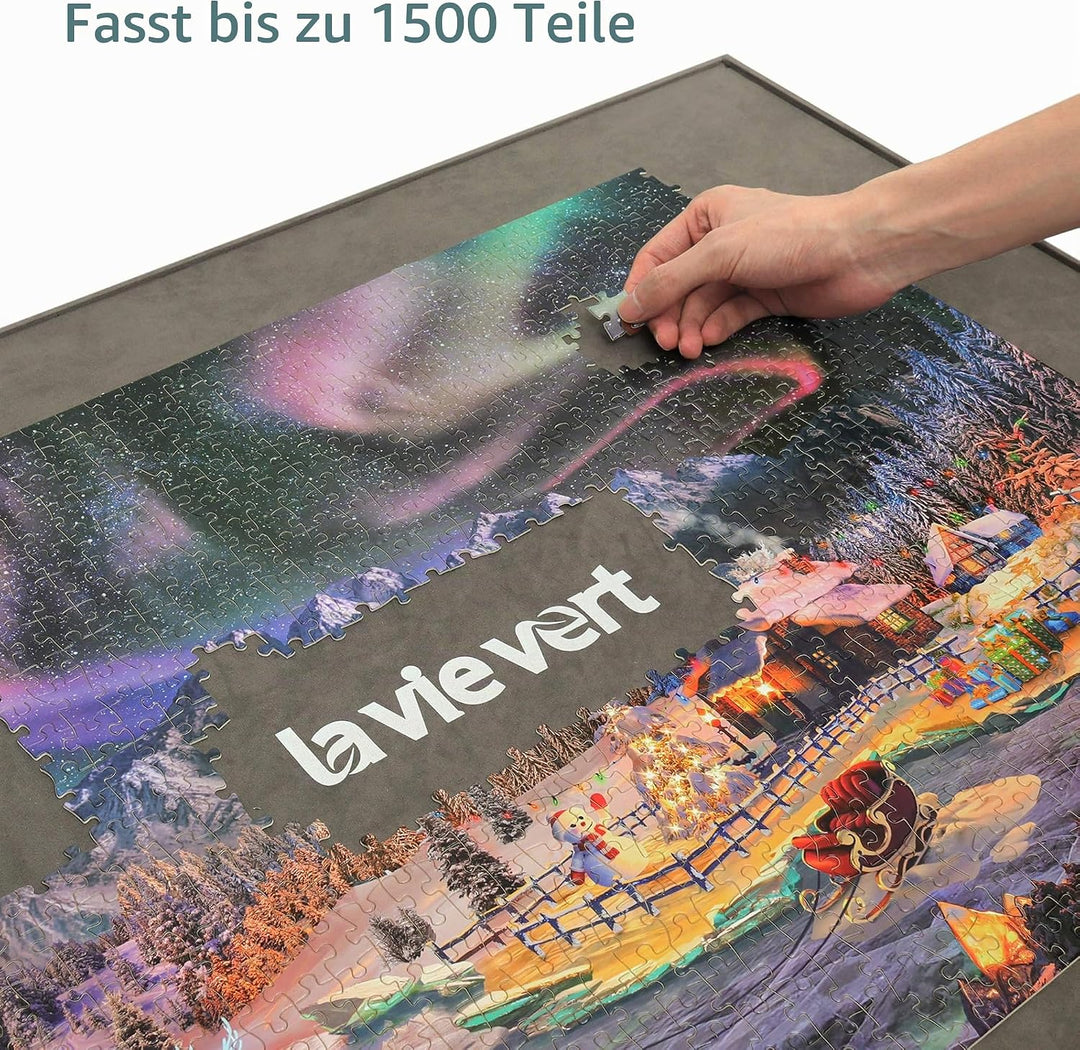LAVIEVERT Holzpuzzle-Brett, Puzzle-Aufbewahrung, Puzzle-Sparer mit Rutschfester Oberfläche für bis z