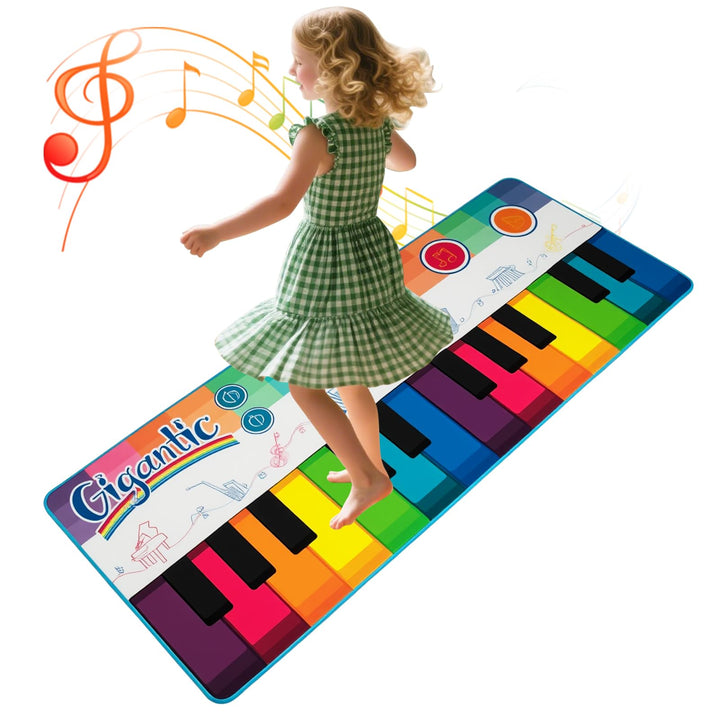 COSTWAY Musikmatte Kinder, Klaviermatte mit 8 Musikinstrumente, Keyboard Tanzmatte mit Aufnahme & Wi