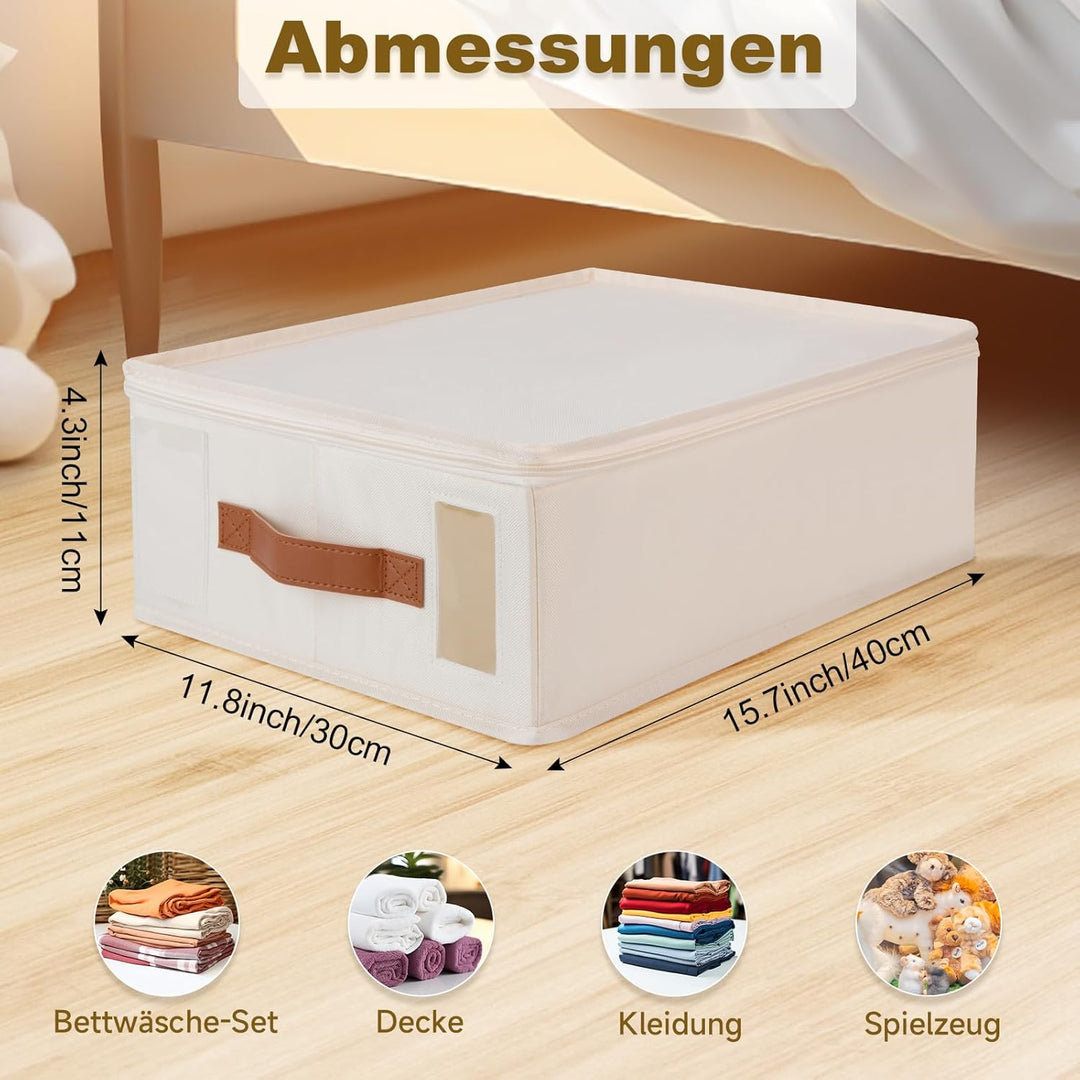 Bettwäsche-Organizer 8er Pack – Insektendichte Aufbewahrungsbox mit Reissverschluss, Etikett, Griff,