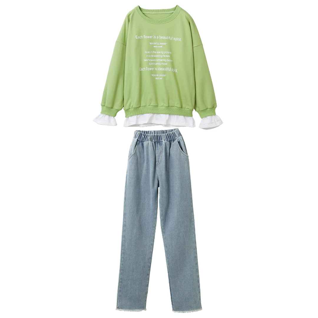 Mädchen Trainingsanzug Gestreift Pullover Sweatshirt Jogging Hose Bekleidungsset for 3-14 Jahre 7-8
