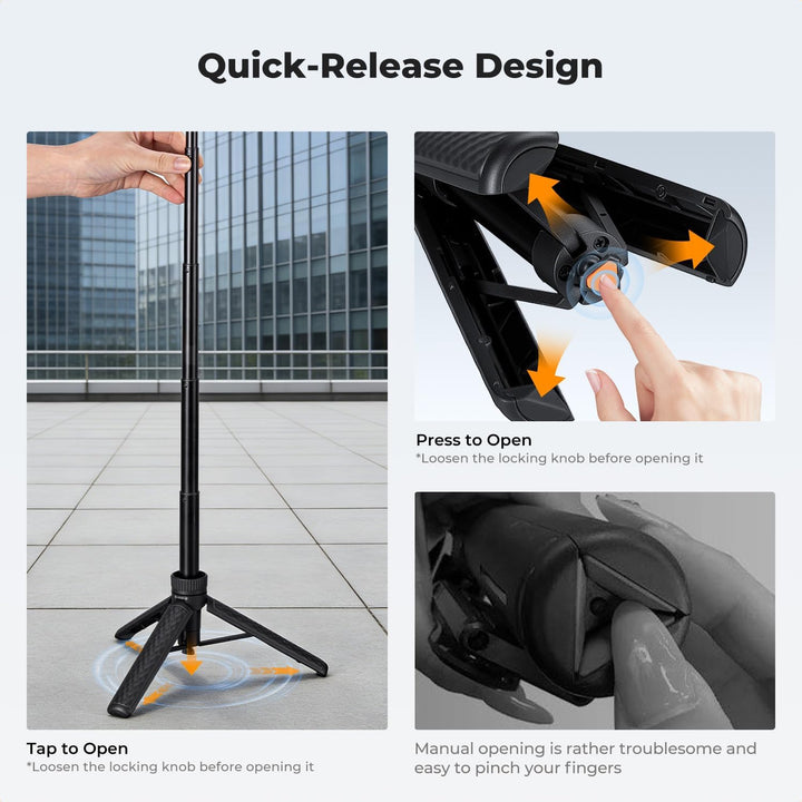 K&F CONCEPT Selfie Stick, Ein-Klick-Ausklappfunktion, 175g ultraleichtes Handy stativ, ausziehbar bi