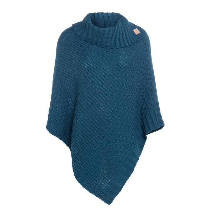 KNIT FACTORY - Nicky Gestrickter Poncho - Damen Strickponcho mit Kragen - Mit Wolle - Hochwertige Qu