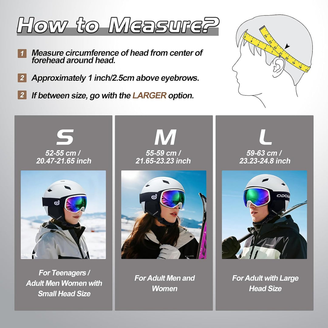 Odoland Skihelm und Skibrille Set Snowboardhelm mit Snowboardbrille für Damen und Herren Ski Goggles
