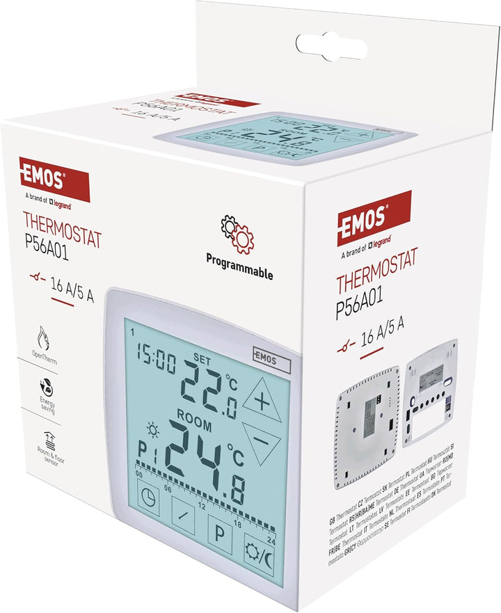 EMOS - digitaler Raumthermostat mit OpenTherm - programmierbar, drahtgebunden 230 V - Heiz-/Kühlsyst