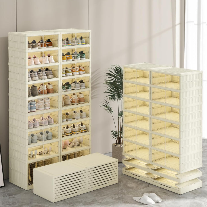 9-stufiger faltbarer Schuhregal-Organizer für Schrank mit Rollen, 36 Paar zusammenklappbares Schuhre