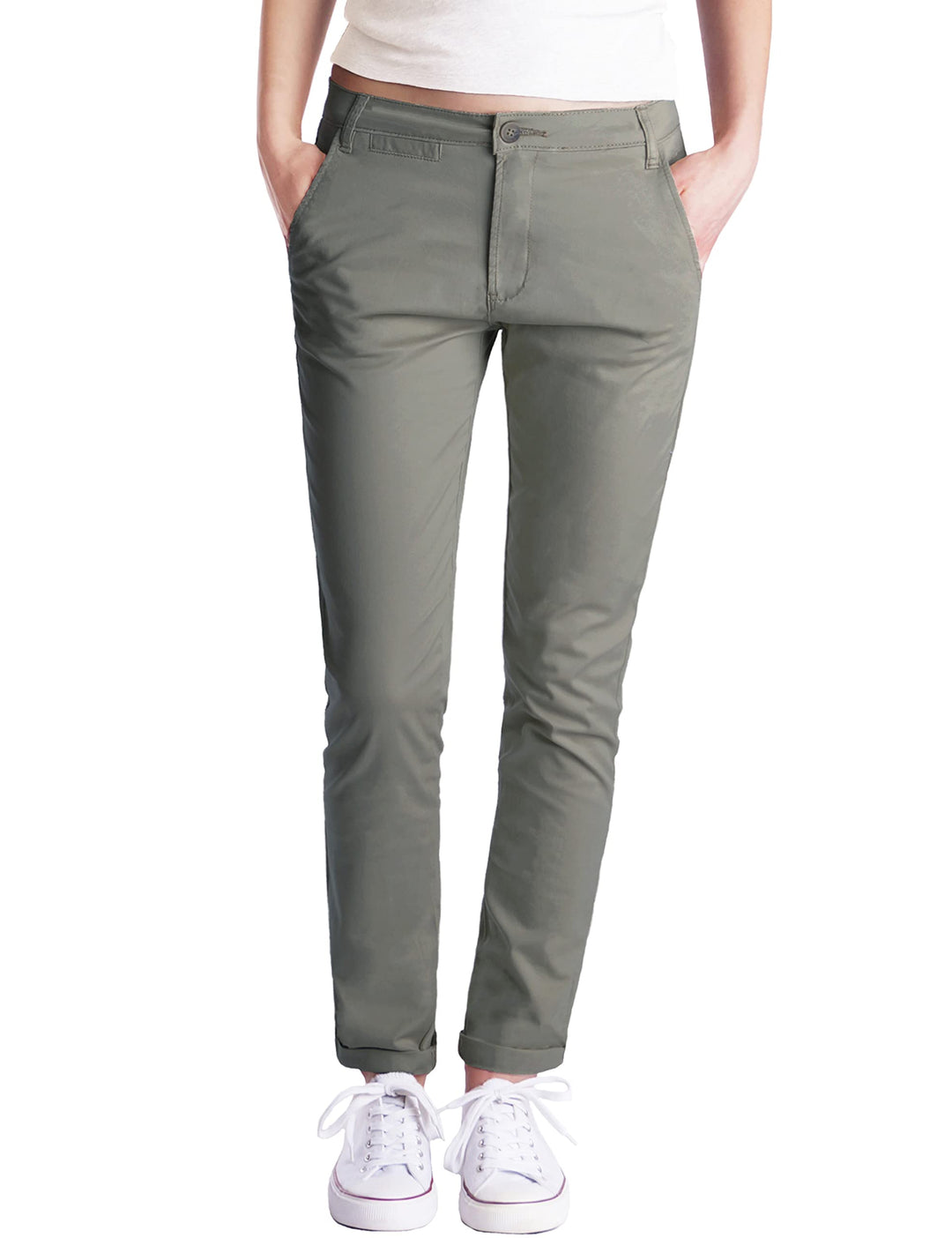 Fraternel Chino Damenhose Stoffhose normal Waist M Khaki, M Khaki