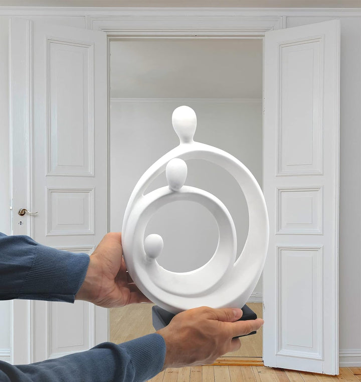 FeinKnick Stilvolle Skulptur “Familienglück” - Moderne Keramik Figur 34 cm gross auf Sockel - Zeitlo