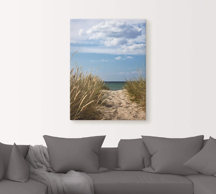 ARTland Leinwandbilder Wandbild Bild auf Leinwand 45x60 cm Wanddeko Strand Meer Küste Düne Gräser Hi
