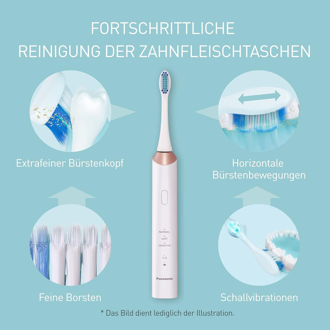 Panasonic EW-DC12 Elektrische Zahnbürste mit Schallschwingungen, 3 Verwendungsmodi, horizontal, perf