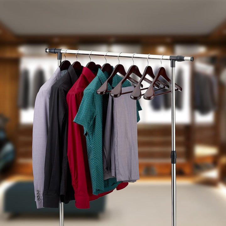 Relaxdays Anzug Kleiderbügel, 8er Set, breite Schulter, Hosenstange, für Jacke, Hemd, Hose, Holzklei