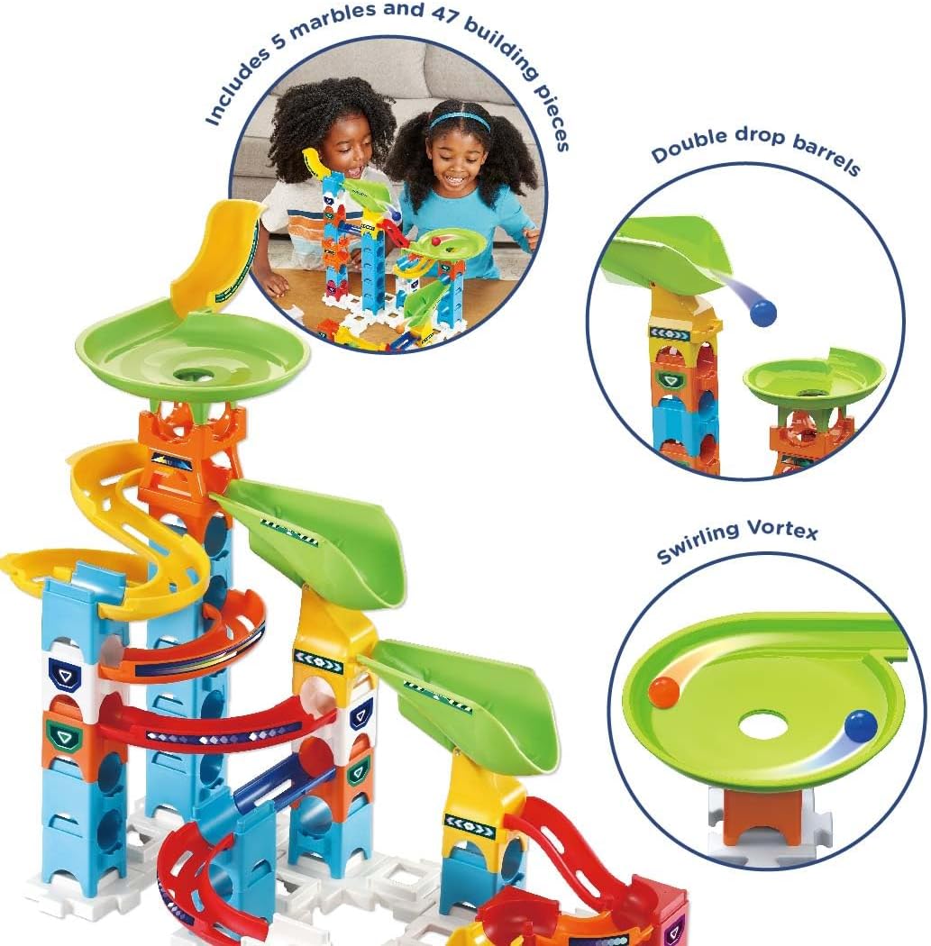 VTech 529603 Marble Rush Double Drop Set Murmelbahn-Bausatz, englische Version Doppeltes Tropfen-Set