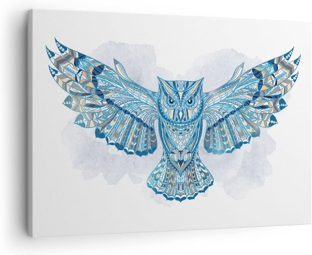 Bilder auf Leinwand Eule Flügel Tierwelt Grafik Leinwandbild 70x50cm Wandbilder Dekoration Wohnzimme