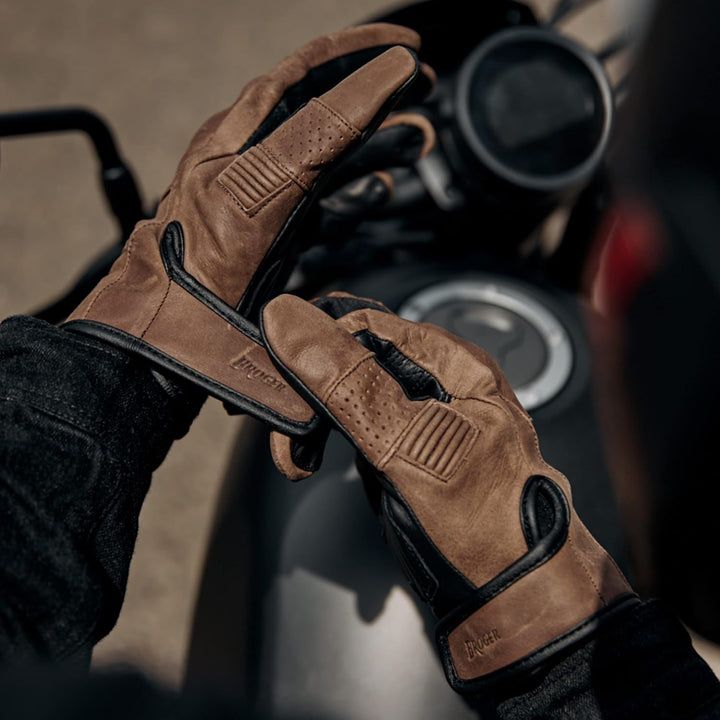 BROGER Ohio Motorradhandschuhe Herren | Rindsleder und Känguru Leder | Knox SPS Protektoren | Stossa