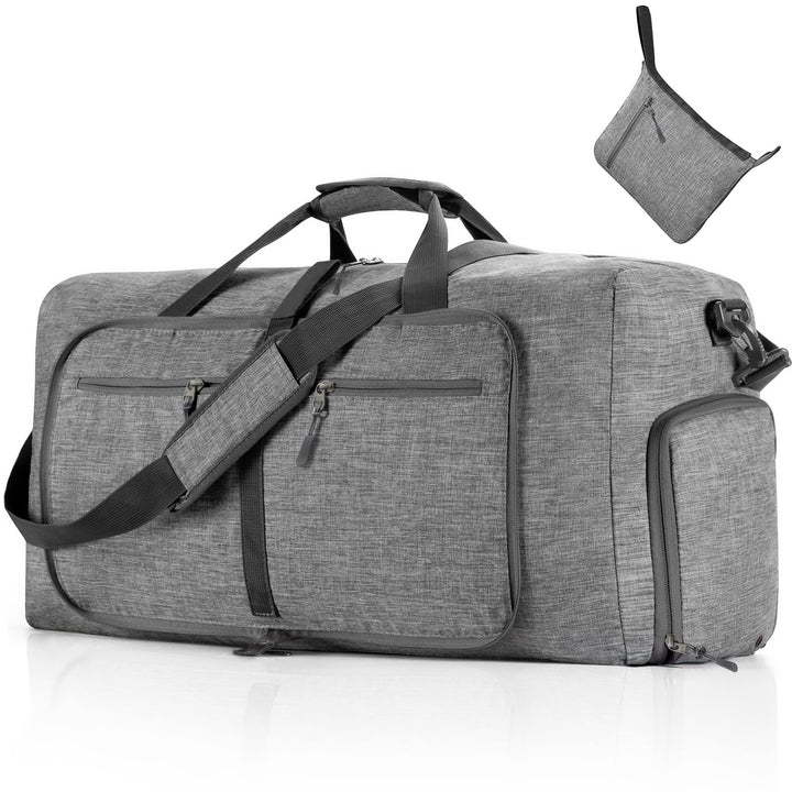 Vomgomfom 65L Reisetasche mit Schuhfach, Grosse Falttasche für Camping, Reisen, Fitness, Grau B Grau