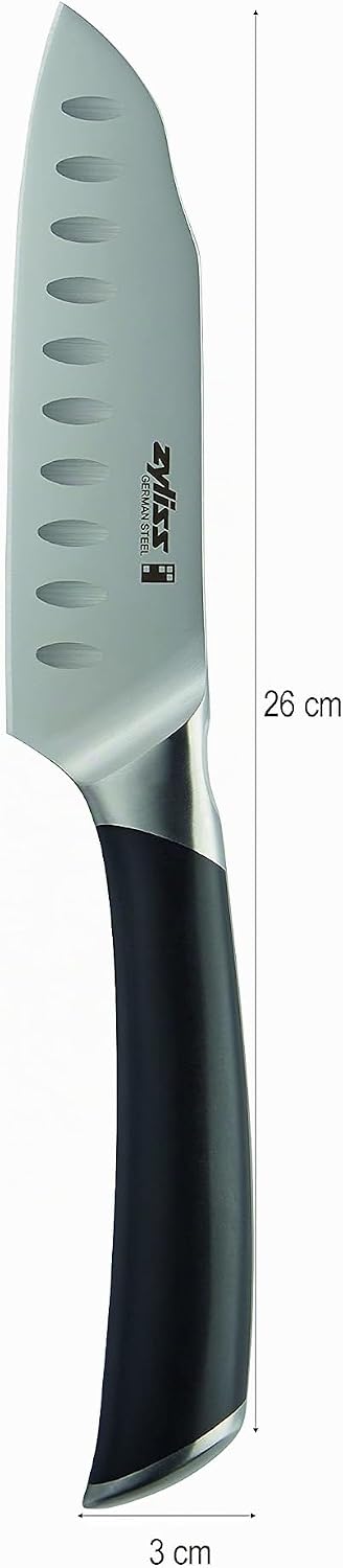 Zyliss E920272 Comfort Pro Mini Santoku messer, Deutscher Edelstahl, Black Handle, Küchenmesser, Spü