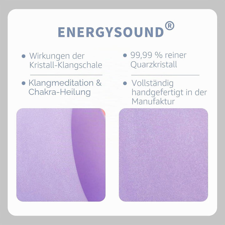 ENERGYSOUND 432 Hz B Krone Chakra lila Farbe mattierte Quarz Kristall Klangschale 8 Zoll (20 cm)