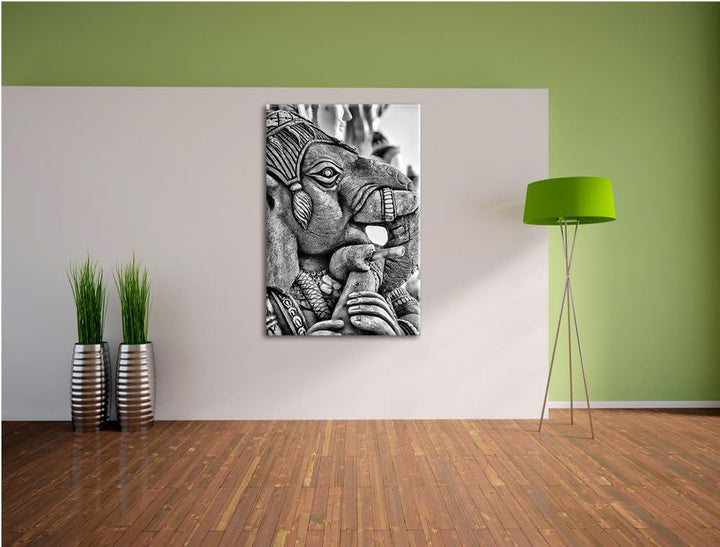Pixxprint Elefantengottheit in Thailand / 100x70cm Leinwandbild bespannt auf Holzrahmen/Wandbild Kun