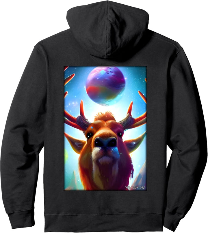 Rentier Weihnachten Weltraum Galaxie Universum Planeten Pullover Hoodie
